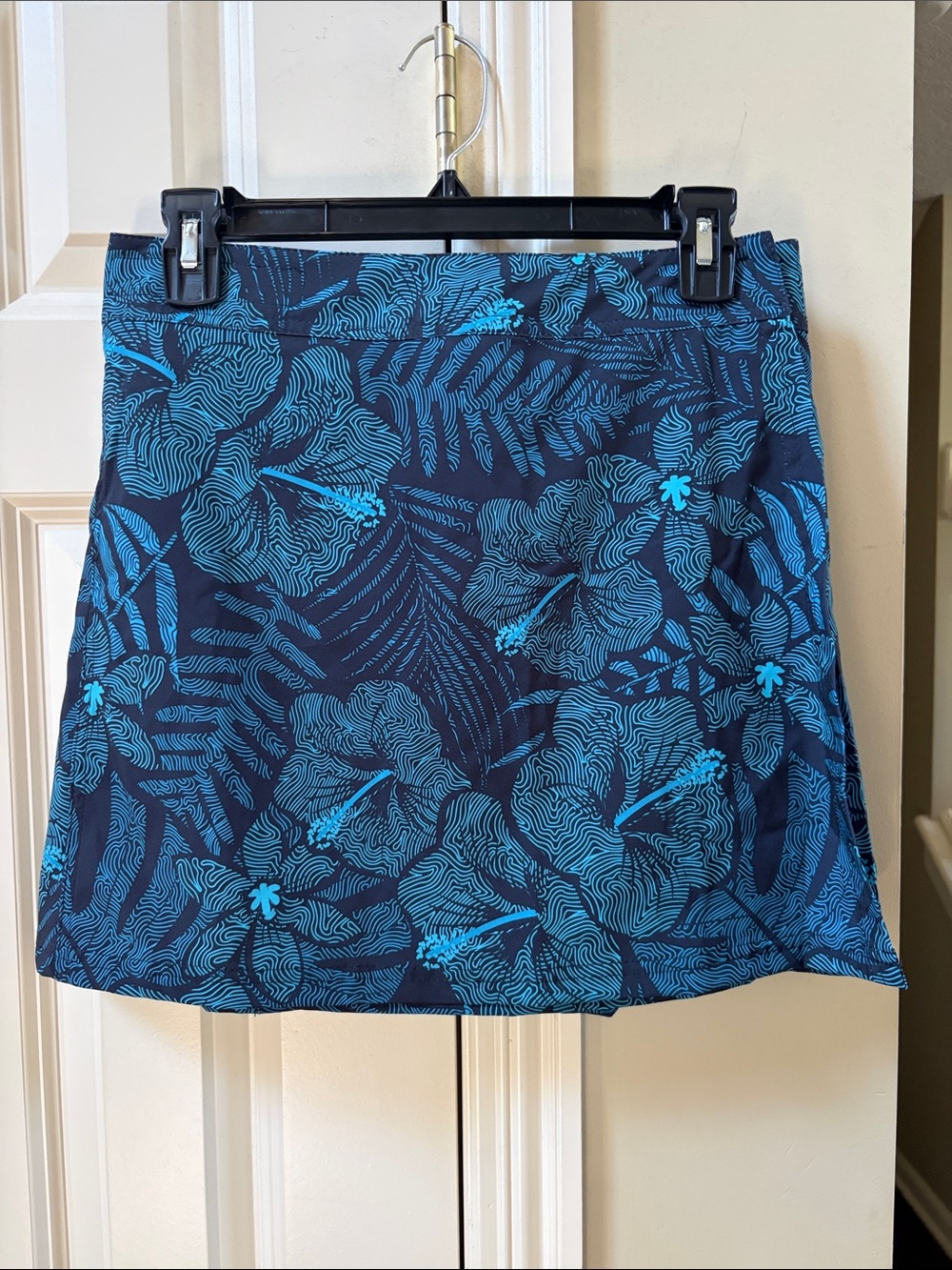 NWT Ripskirt Hawaii Navy Mini Skirt with Bright Blue Tropical Print, small